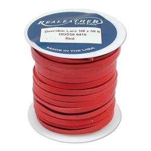  5 Feet 1/8 Inch Deerskin Leather Cord Lace String RED 