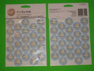 50 Wilton ITS A BOY Sticker Envelope Seals for baby shower invitation 