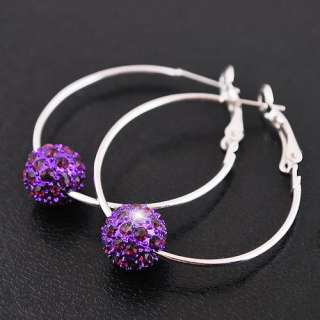 1Pair Charms Cuff Hook Earrings Ringed 43MM 10MM Disco Rhinestone 