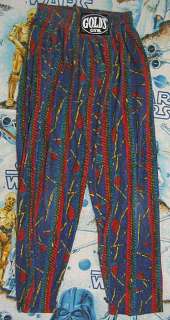   Gym Striped BAGGY ROCKER PANTS M 80s/90s WORKOUT funny faded  