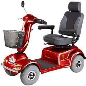 Heavy Duty Road Class Four Wheel Scooter, Burgundy with White Glove 