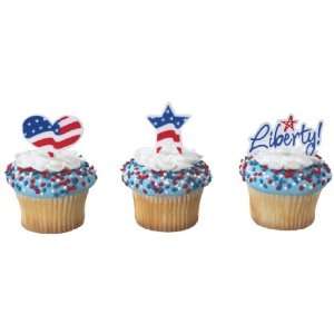 Liberty with Hearts & Stars Cupcake Toppers   24 Picks   Eligible for 