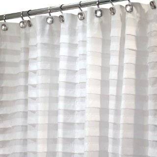 InterDesign Tuxedo Pleated Fabric Shower Curtain, White