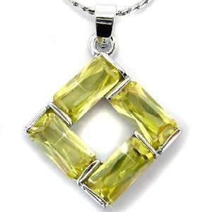   Cut Sterling Silver Simulated Citrine Pendant with 18 Necklace P6040