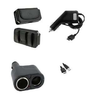 4in1 Car Auto Charger+Leather Case Cover+USB Data Transfer Cable+Dual 