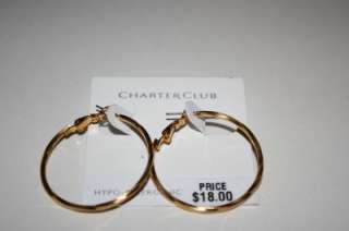 NWT Macys Gold Toned Charter Club Hoop Earrings  