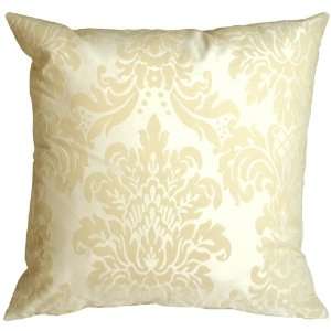  Pillow Decor   Flocked Velvet Damask Cream Decorative Throw Pillow 