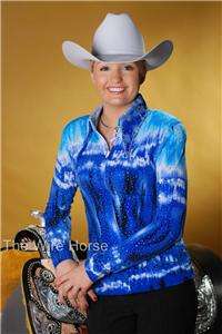 NEW Lisa Nelle Blue Tie Dye Horsemanship Shirt 11230 Size XS  