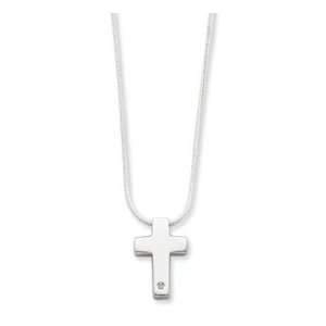  SS White Ice .01ct. Diamond Cross Necklace Jewelry