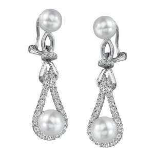  Pearl and Diamond Tear Drop Earrings Jewelry