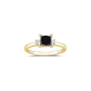   Three Stone Black & White Diamond Ring in 14K Yellow Gold 8.0 Jewelry