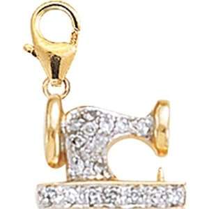  14K DIAMOND SEWING MACHINE CHARM  YELLOW GOLD Jewelry