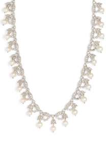 CZ by Kenneth Jay Lane Glass Pearl Garland Necklace  