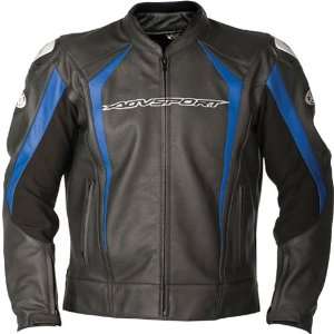   Mens Leather Street Racing Motorcycle Jacket   Black/Blue / Size 46