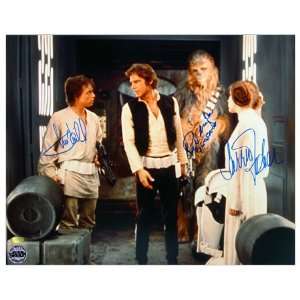 Mark Hamill, Carrie Fisher & Peter Mayhew Autographed Star Wars A New 