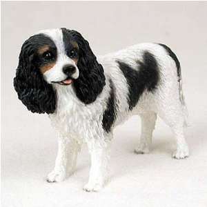 Cavalier King Charles Spaniel, Black/White Original Dog Figurine (4in 