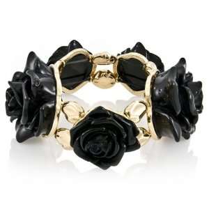  Denises Bold Flower Stretch Bracelet   Black Emitations 