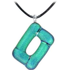 Holly Lynn Teal Hollow Rectangle Dichroic Glass Necklace