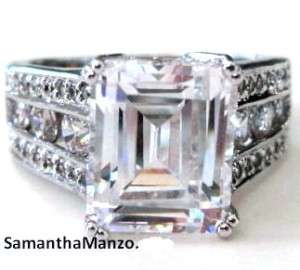 7ct Emerald Step Cut Round Signity Cz Engagement Ring 7  