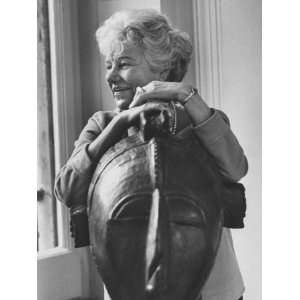  Art Collector Peggy Guggenheim with Guinean Native Mask at 