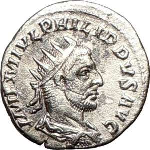  PHILIP I the Arab 246AD Rare Silver Ancient Roman Coin 