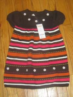 NWT Gymboree FALL FOR AUTUMN Embroidered Flower Stripe Sweater Dress 
