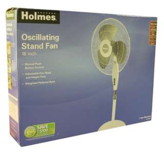 NEW HOLMES HSF1610A 16 3 Speed Oscillating Adjustable Stand Floor Fan 