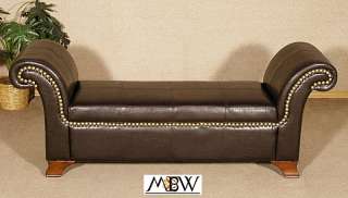 Black Faux Leather Bedside Bench Settee Lounge Chase  