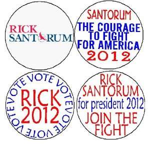 Set of 4 RICK SANTORUM 1.25 Mini Pinback Buttons ~ President 2012