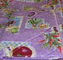 Lavender Print Vinyl Flannel Backed Square Tablecloth~