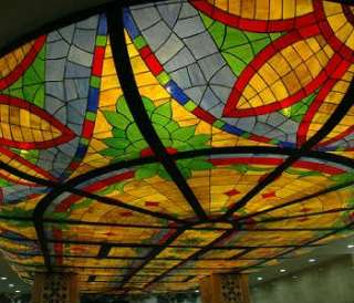LARGE HAND MADE STAINED GLASS RESTAURANT CEILING  