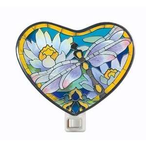   Hand Painted Stained Glass Tiffany Heart Nightlight