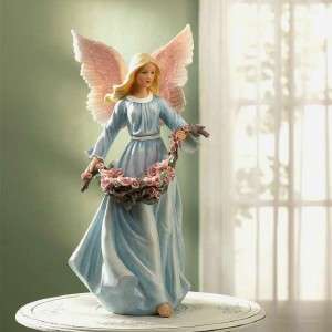   Wing Angelic Angel Rose Basket Statue Figurine Divine Sculpture  