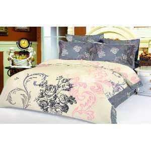 LE239K  Troy by Le Vele   King (Fitted Sheet) 6 Pieces Duvet Cover Set 