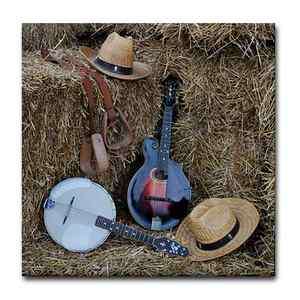 TILE COASTER ~ Gibson Mandola & Banjo Mandolin Western Hats, Stirrup 