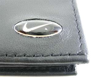 Nike Black Leather Passcase Wallet w/Red Tin Gift Box  
