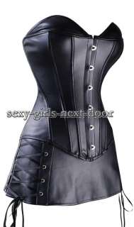 Black Faux Leather CORSET & Dress BustierGothic 5XL A059_black