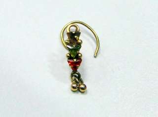   22 K gold red stones with bells nose stud nose ring nose pin  