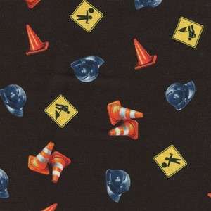 CONSTRUCTION SIGNS CONES HARDHATS~ Cotton Quilt Fabric  