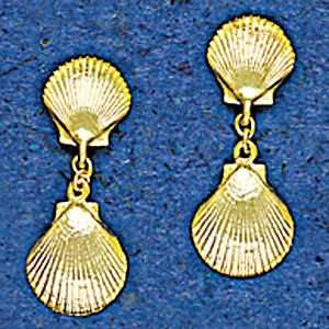   Mark Edwards 14K Gold Small Hanging Scallop Earring