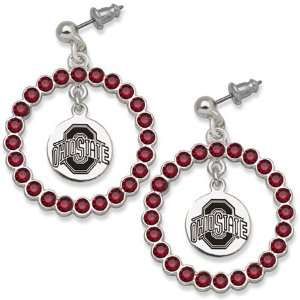 Ohio State Univ Earrings   Red Crystals & Team Logo 