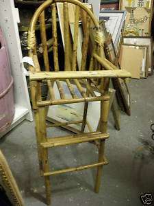 LARGE VINTAGE BAMBOO RATTAN DOLL HIGH CHAIR OR PROP  