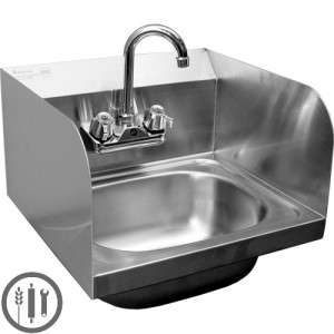 Stainless Steel Wall Mount Hand Sink with Splashguards 16 x 15   NSF 