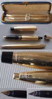VINTAGE BALL POINT gold plated set CRACO double l PEN  