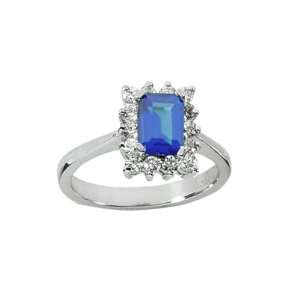    1.07 Ct Platinum Emerald Cut Sapphire and Diamond Ring Jewelry