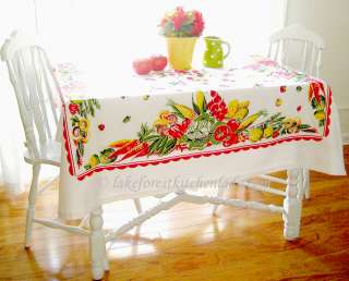 1950s Vintage Style Tablecloth Vegetable Garden Veggies  