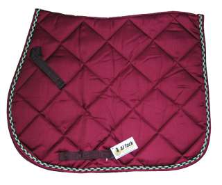   Quilted Cotton English Saddle Pad Burgundy Fun Colors Horse Tack