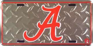 Alabama Crimson Tide Diamond Plate Metal License Tag  