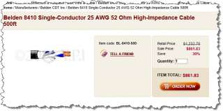 Belden 8410 500 Flexible Microphone/Instrument 1 Conductor Shielded 