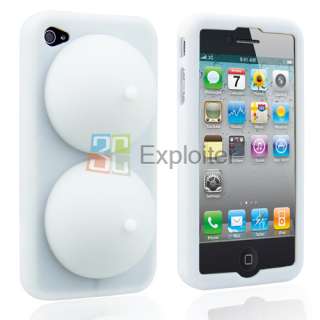 Lovely soft silicone iBOOTY iphone case & stand for iPhone 4 White 